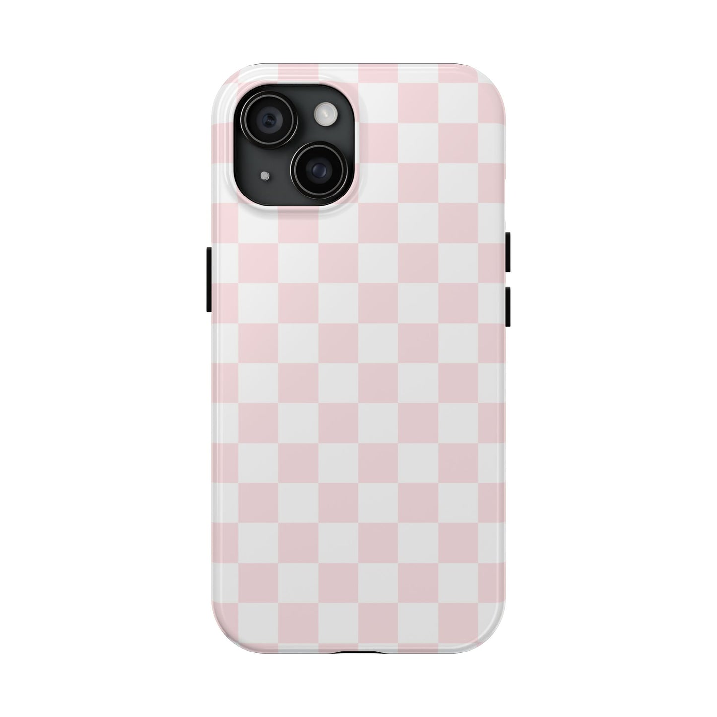 Pink Checker Tough Phone Case — Durable Protective Phone Cover with Pastel Checkered Design