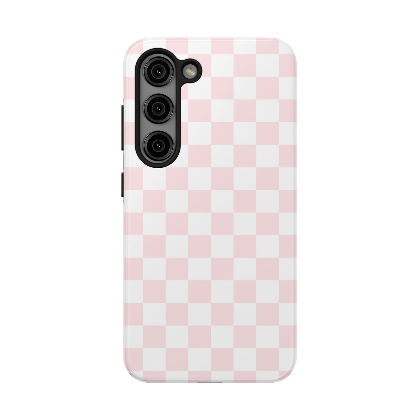 Pink Checker Tough Phone Case — Durable Protective Phone Cover with Pastel Checkered Design