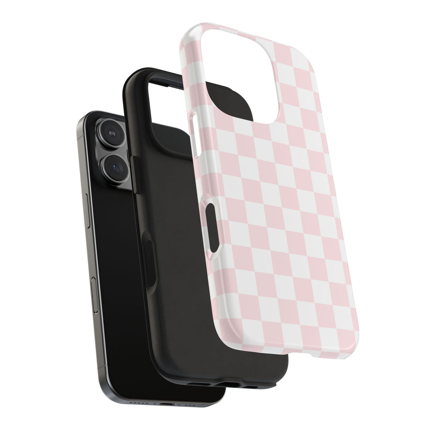 Pink Checker Tough Phone Case — Durable Protective Phone Cover with Pastel Checkered Design