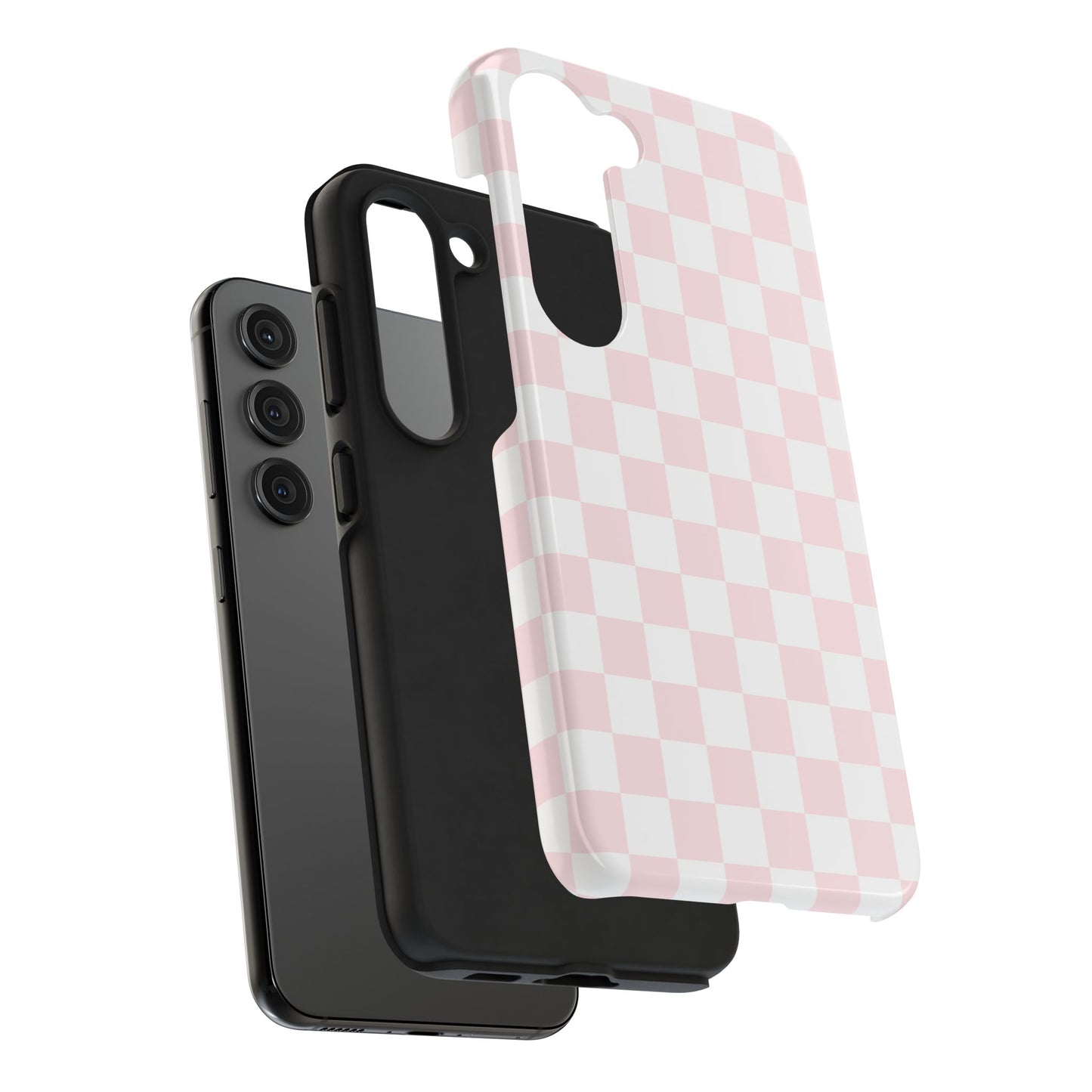 Pink Checker Tough Phone Case — Durable Protective Phone Cover with Pastel Checkered Design