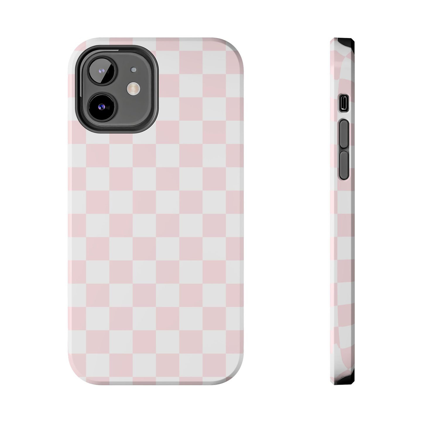 Pink Checker Tough Phone Case — Durable Protective Phone Cover with Pastel Checkered Design
