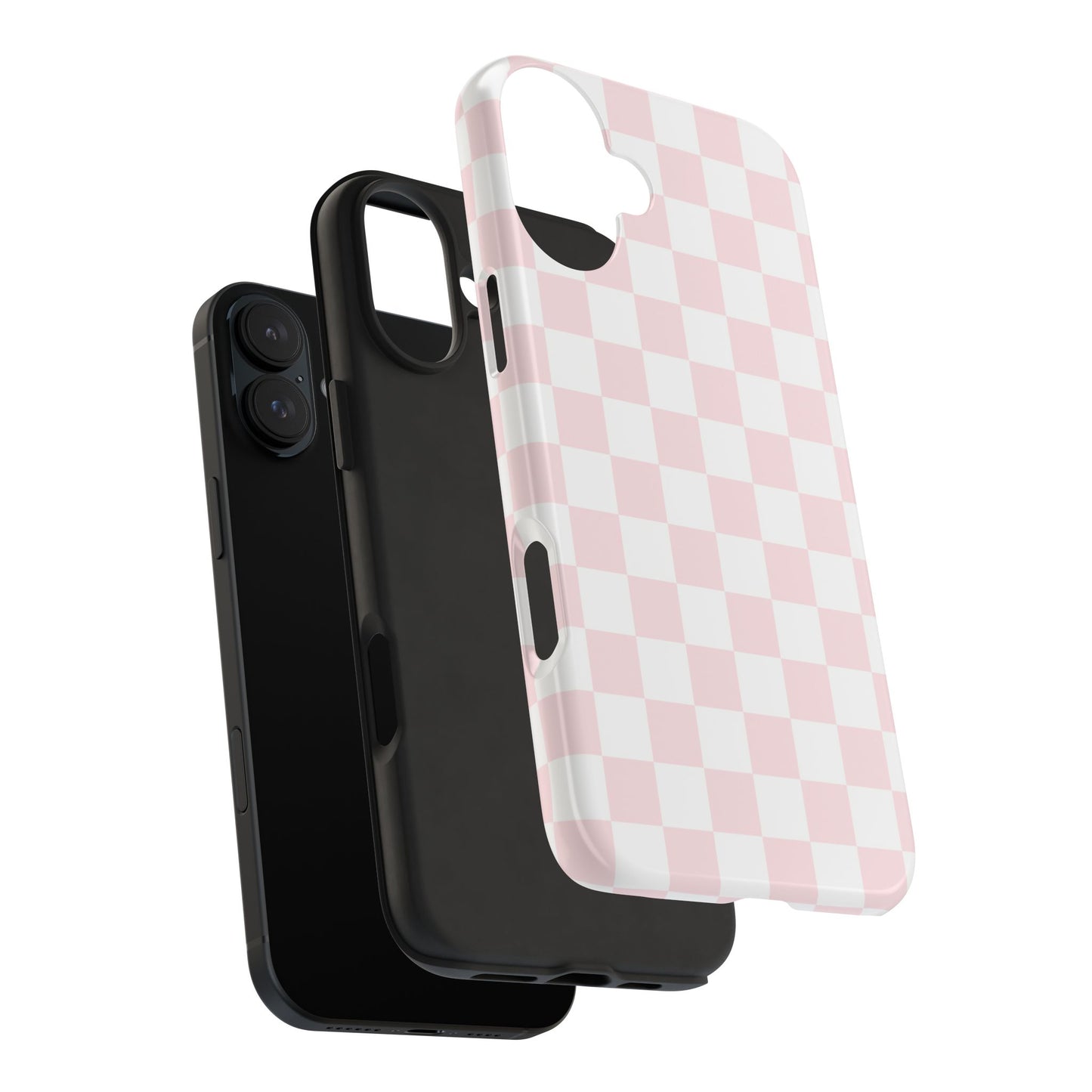 Pink Checker Tough Phone Case — Durable Protective Phone Cover with Pastel Checkered Design