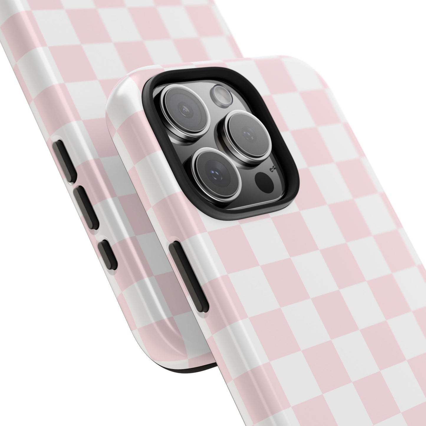 Pink Checker Tough Phone Case — Durable Protective Phone Cover with Pastel Checkered Design