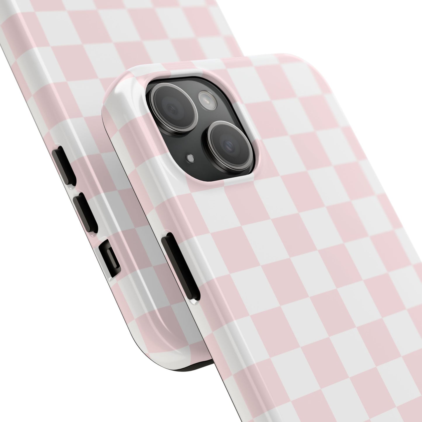 Pink Checker Tough Phone Case — Durable Protective Phone Cover with Pastel Checkered Design