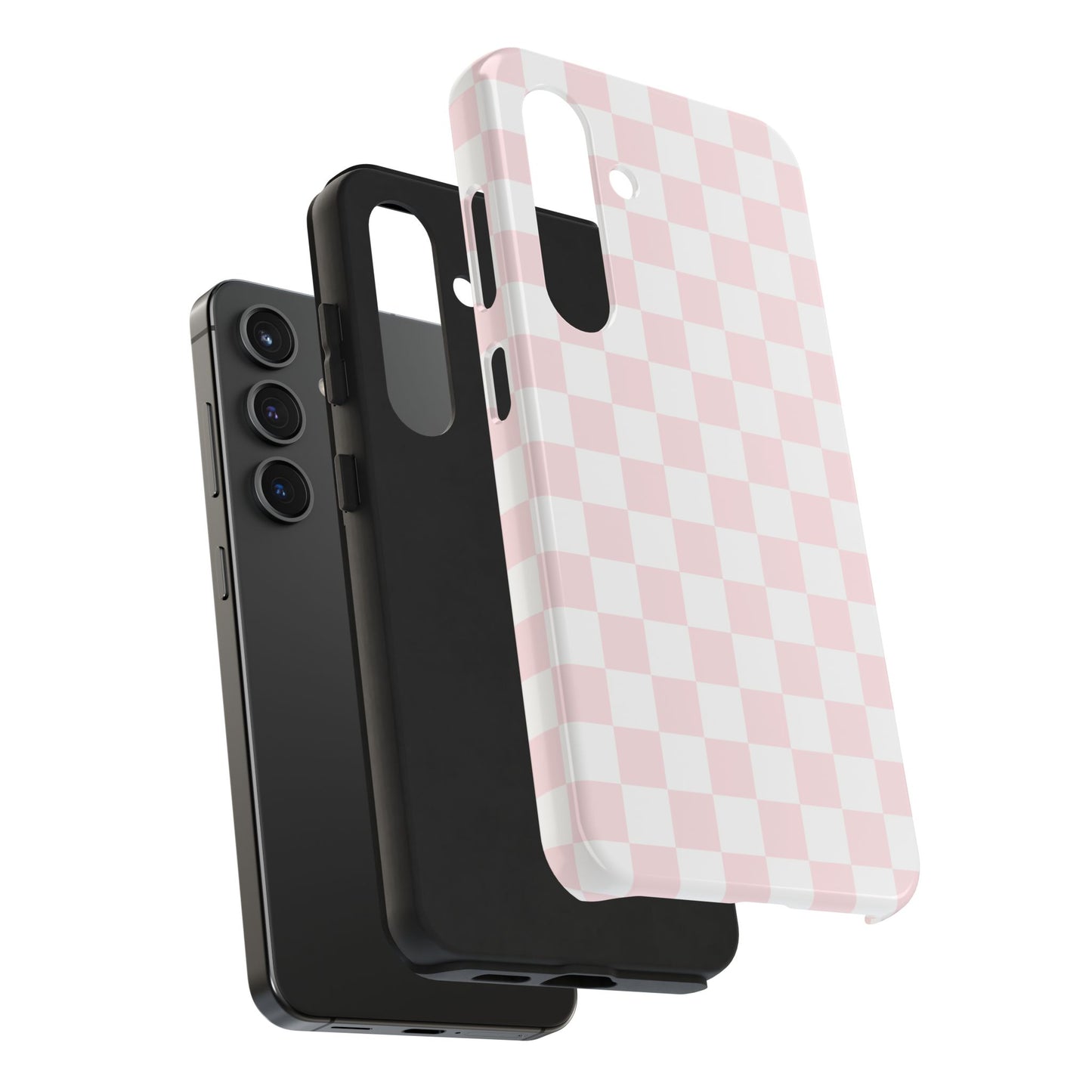 Pink Checker Tough Phone Case — Durable Protective Phone Cover with Pastel Checkered Design
