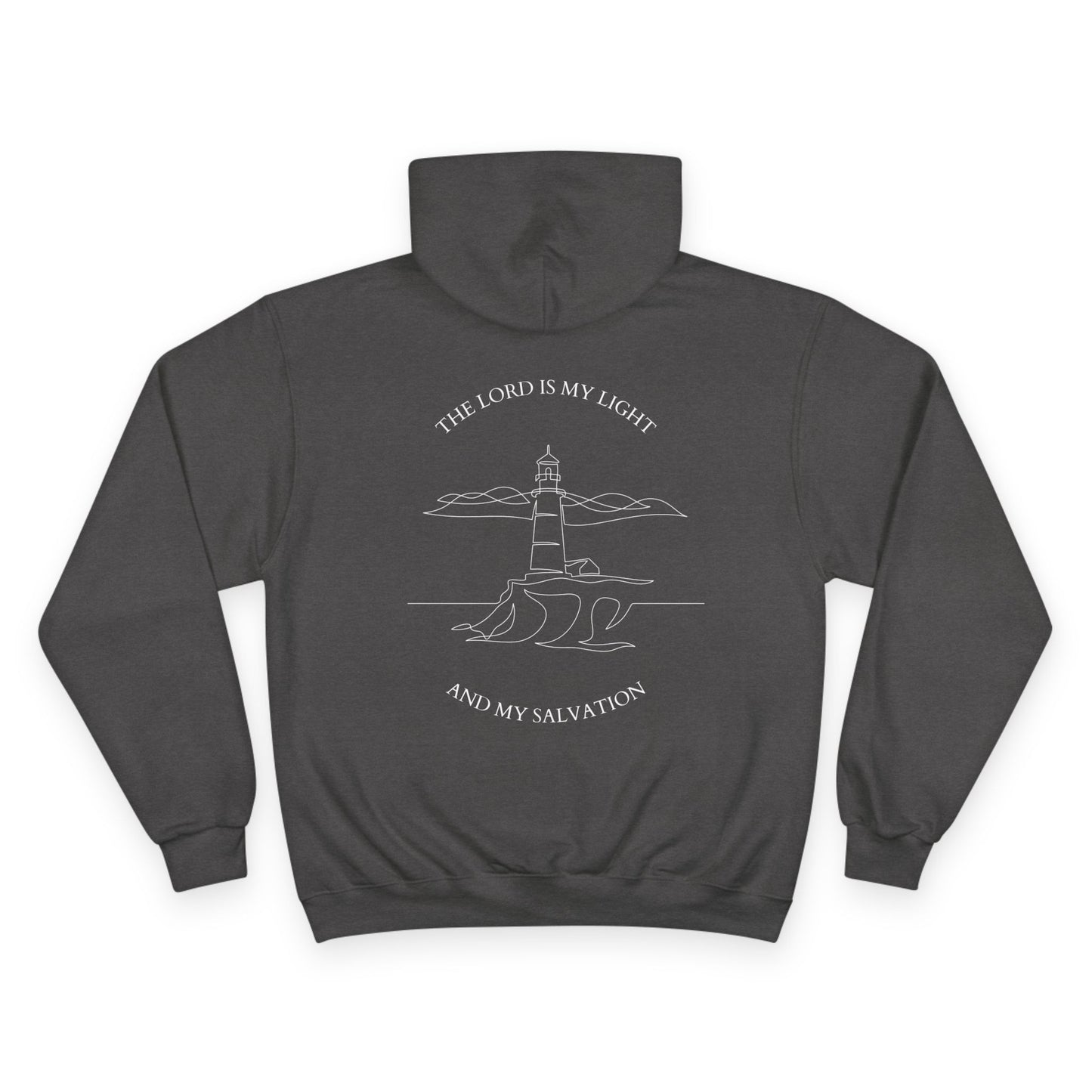 Champion Lighthouse Hoodie, Faith Sweatshirt, Cozy Gift for Spiritual Friends, Religious Apparel, Inspirational Quote Wear