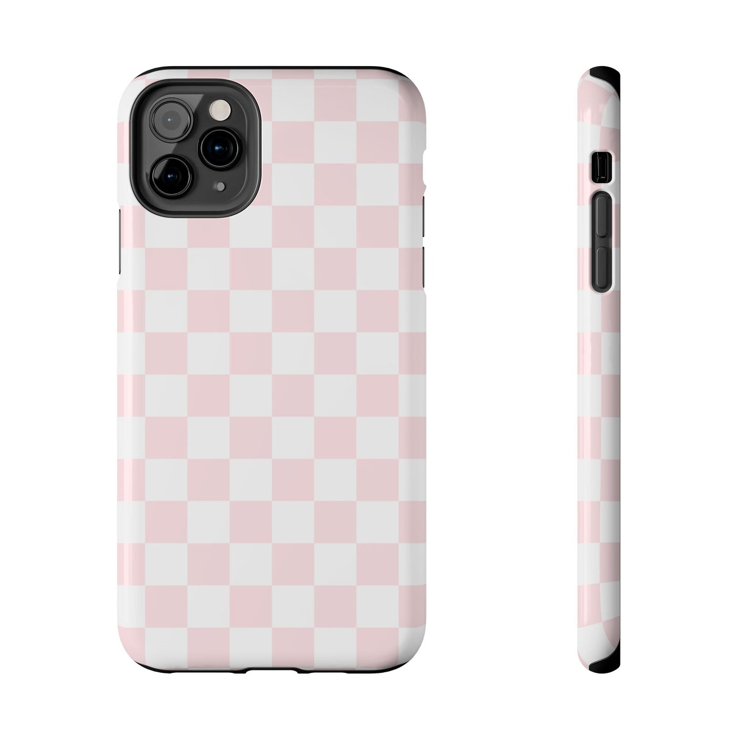 Pink Checker Tough Phone Case — Durable Protective Phone Cover with Pastel Checkered Design