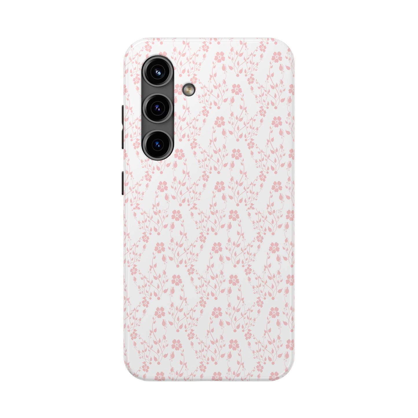 Pink Flower Cute Aesthetic Tough Phone Case, Floral Protective Cover, Girly Unique Smartphone Shell, Pretty Botanical Phone Accessory, Gifts