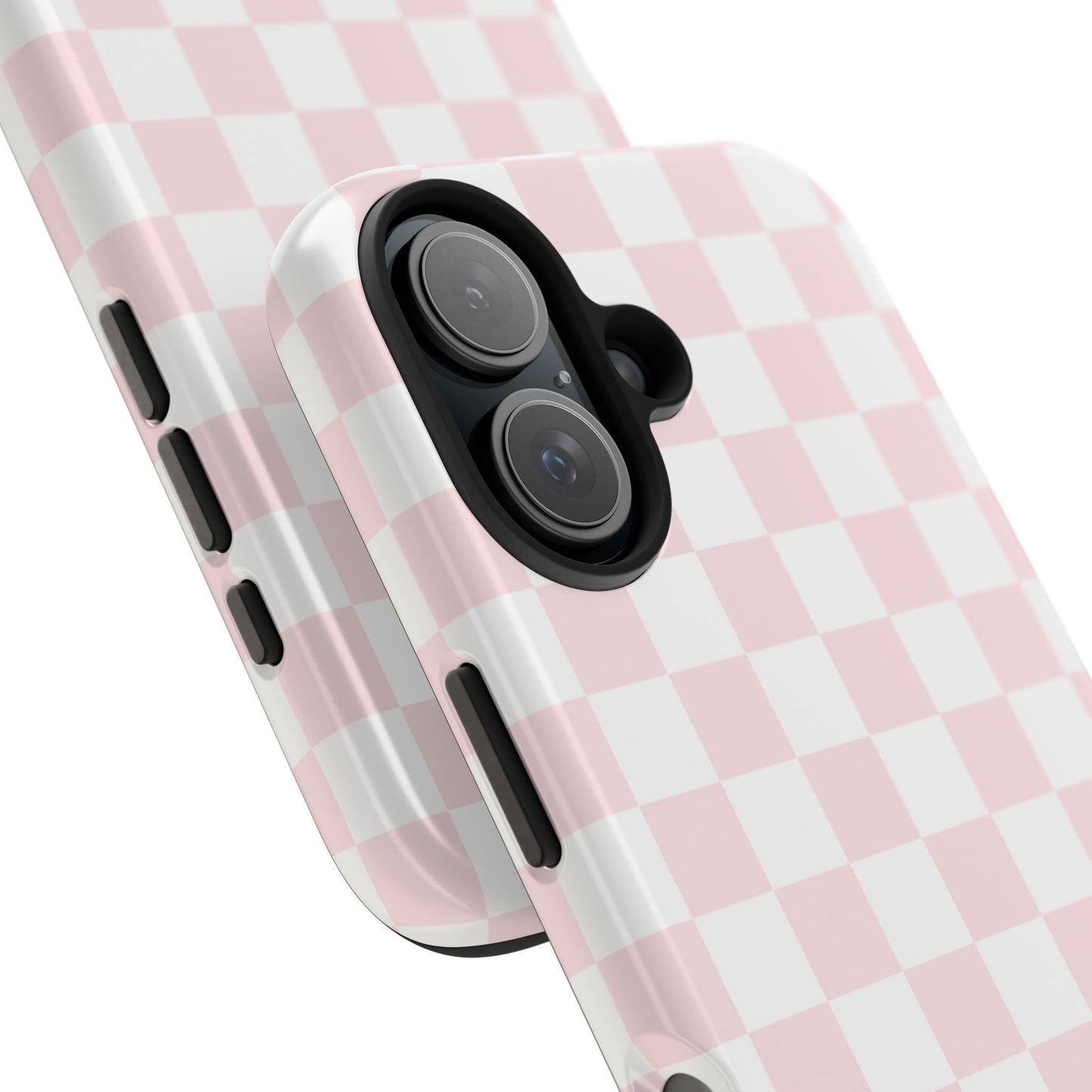 Pink Checker Tough Phone Case — Durable Protective Phone Cover with Pastel Checkered Design