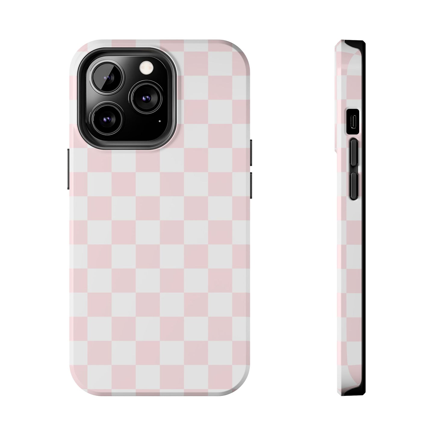 Pink Checker Tough Phone Case — Durable Protective Phone Cover with Pastel Checkered Design