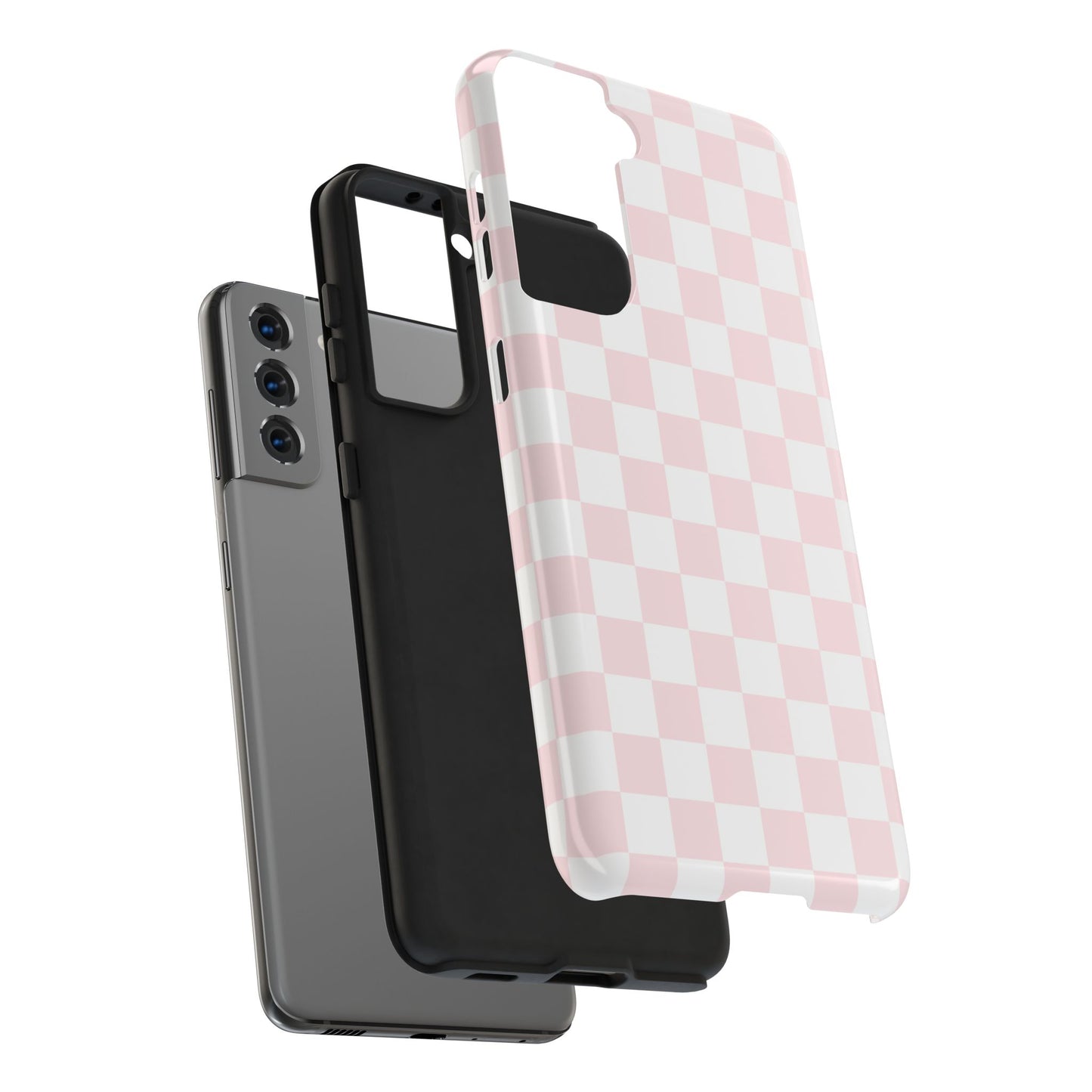 Pink Checker Tough Phone Case — Durable Protective Phone Cover with Pastel Checkered Design