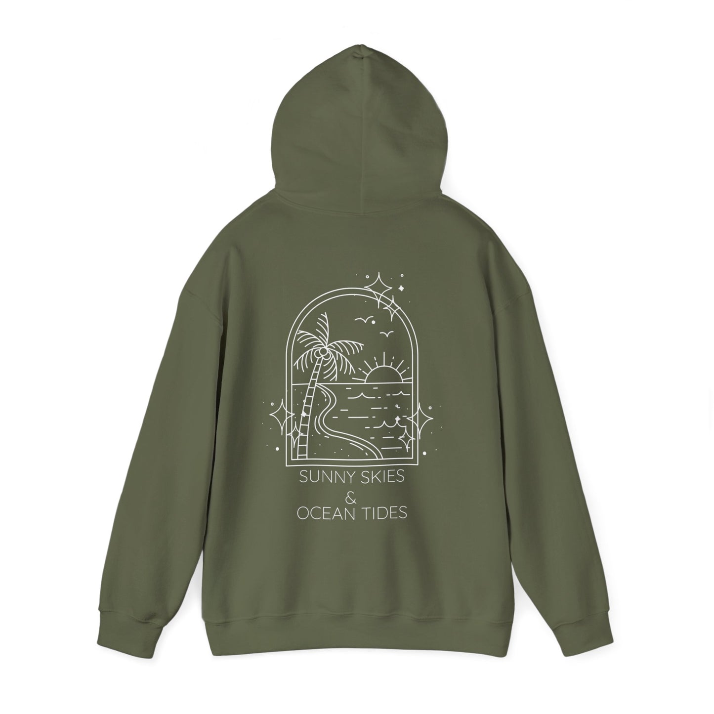 Sunny Skies and Ocean Tides Hoodie, Unisex Sweater, Summer Apparel, Ocean Lover Gift, Relaxing Outfit, Casual Fashion