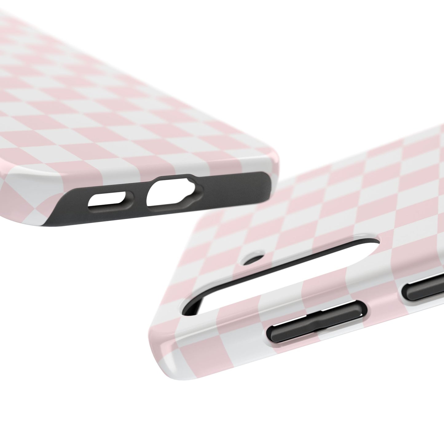 Pink Checker Tough Phone Case — Durable Protective Phone Cover with Pastel Checkered Design