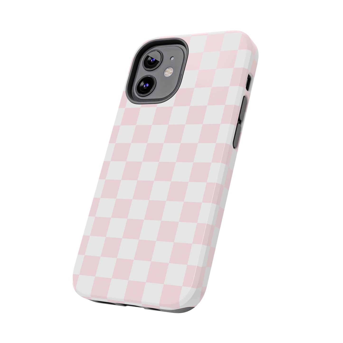 Pink Checker Tough Phone Case — Durable Protective Phone Cover with Pastel Checkered Design