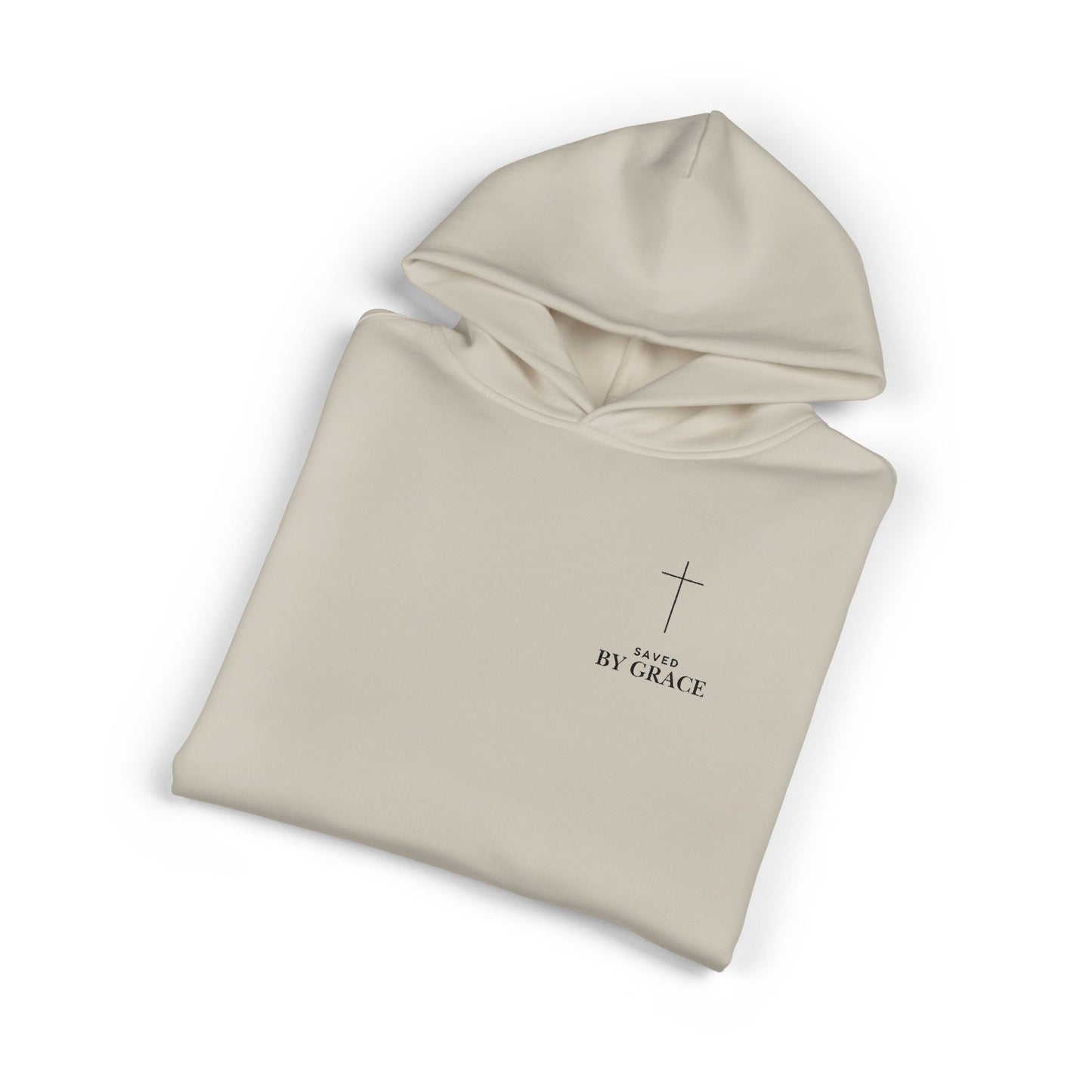 Saved by Grace Embroidered Cross Hoodie — Heavyweight Christian Comfort