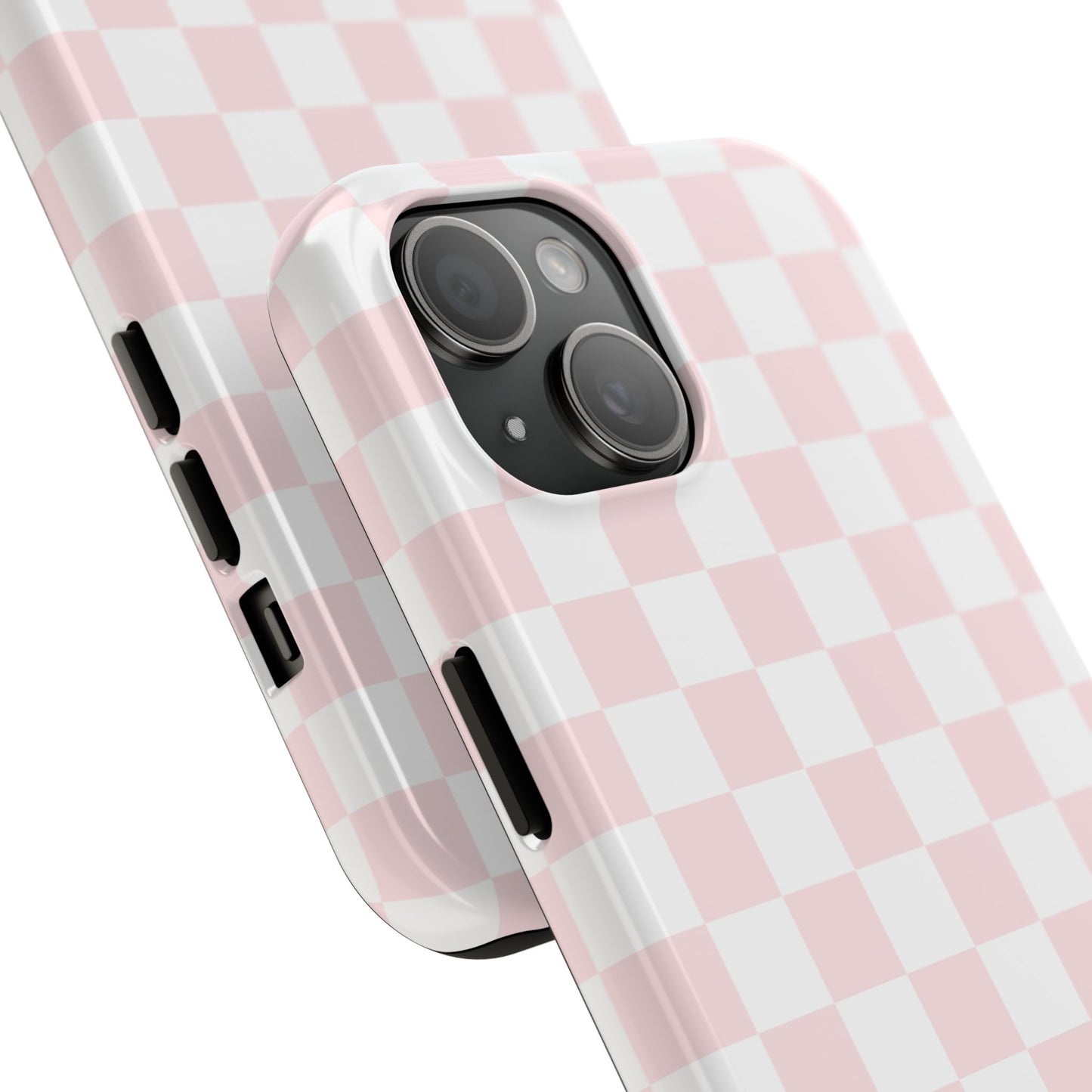 Pink Checker Tough Phone Case — Durable Protective Phone Cover with Pastel Checkered Design