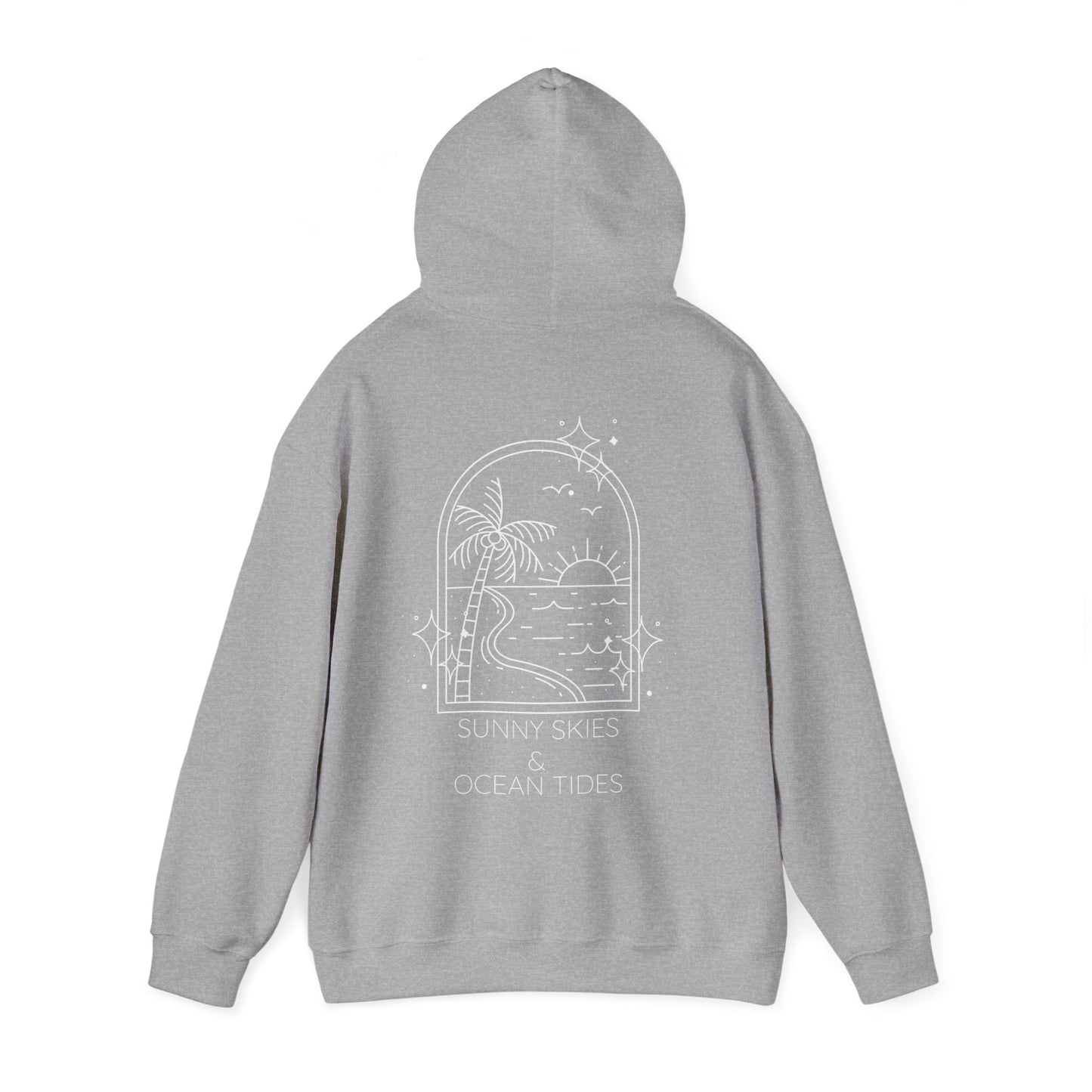 Sunny Skies and Ocean Tides Hoodie, Unisex Sweater, Summer Apparel, Ocean Lover Gift, Relaxing Outfit, Casual Fashion