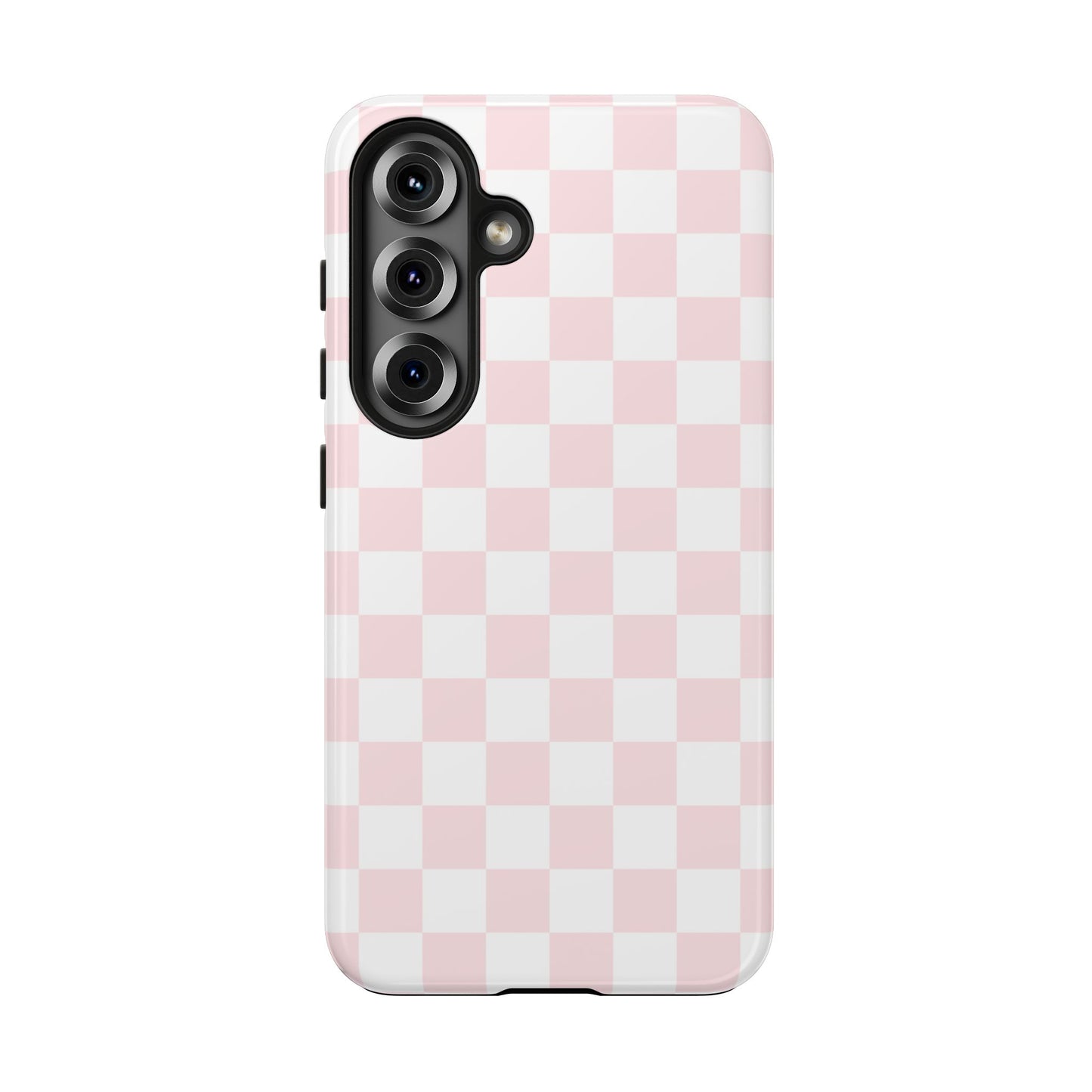 Pink Checker Tough Phone Case — Durable Protective Phone Cover with Pastel Checkered Design