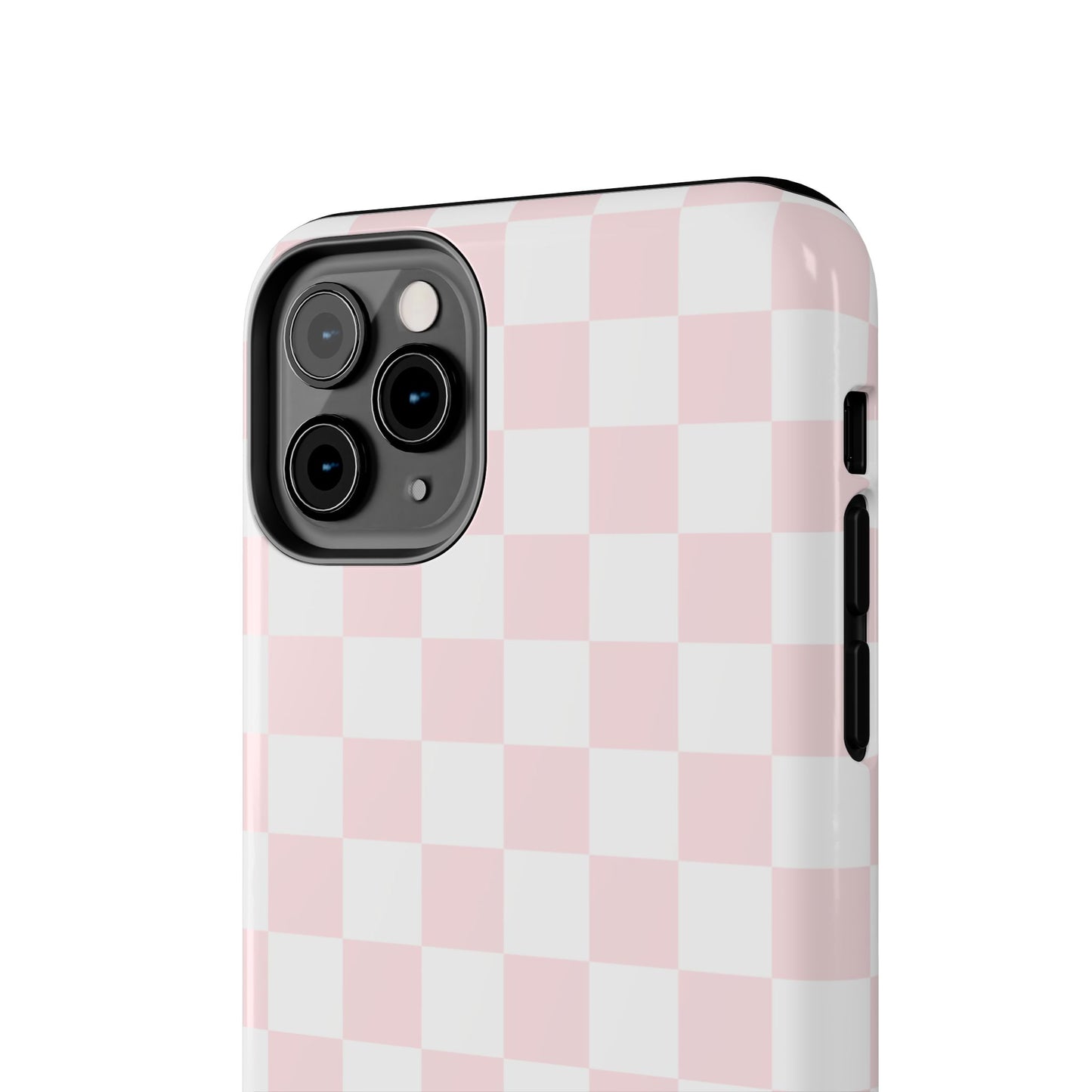 Pink Checker Tough Phone Case — Durable Protective Phone Cover with Pastel Checkered Design