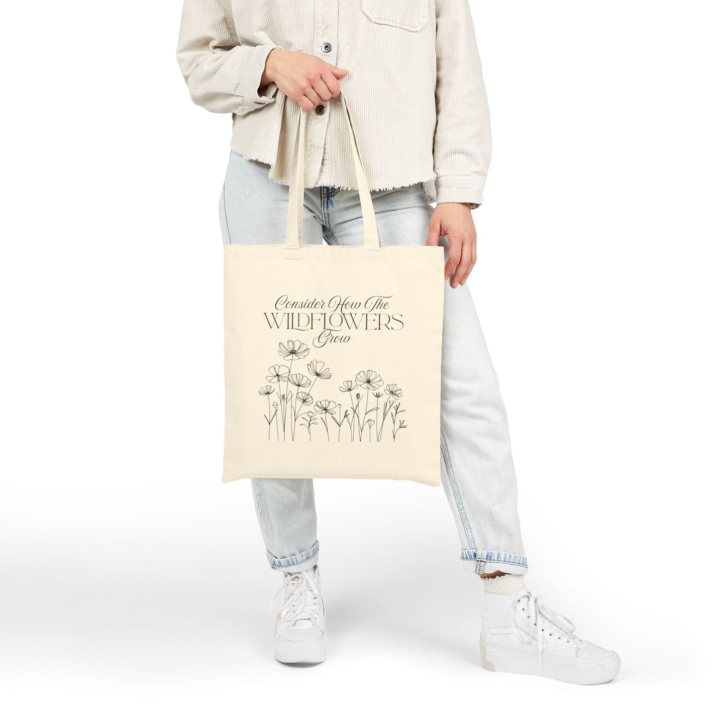 Wildflower Tote Bag, Eco-Friendly Shopping Bag, Boho Tote for Everyday Use, Gift for Nature Lovers, Floral Canvas Bag