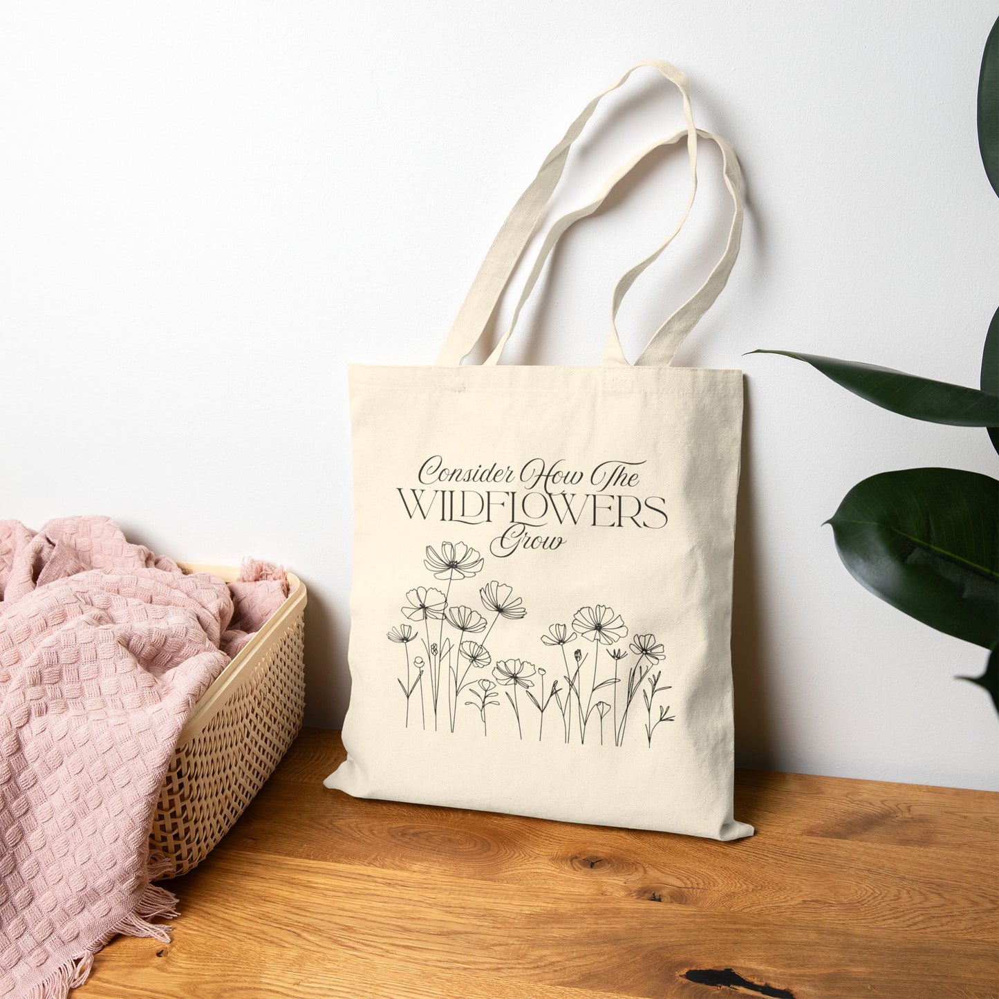 Wildflower Tote Bag, Eco-Friendly Shopping Bag, Boho Tote for Everyday Use, Gift for Nature Lovers, Floral Canvas Bag