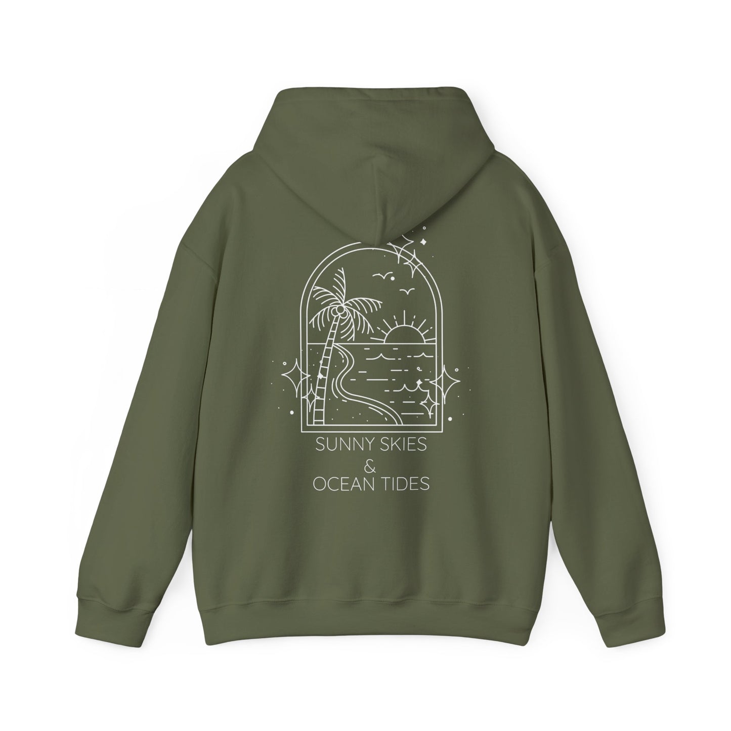 Sunny Skies and Ocean Tides Hoodie, Unisex Sweater, Summer Apparel, Ocean Lover Gift, Relaxing Outfit, Casual Fashion