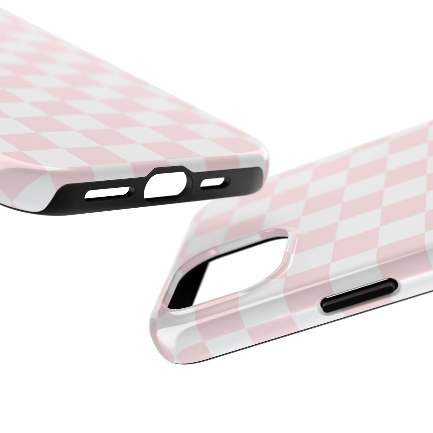 Pink Checker Tough Phone Case — Durable Protective Phone Cover with Pastel Checkered Design
