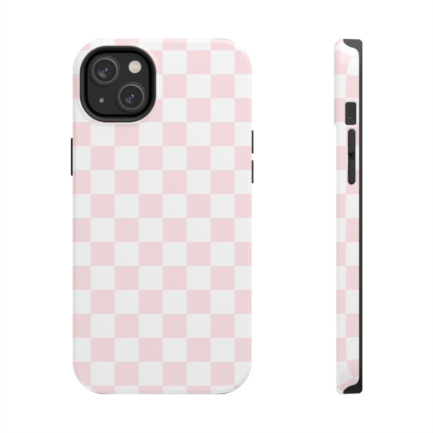Pink Checker Tough Phone Case — Durable Protective Phone Cover with Pastel Checkered Design