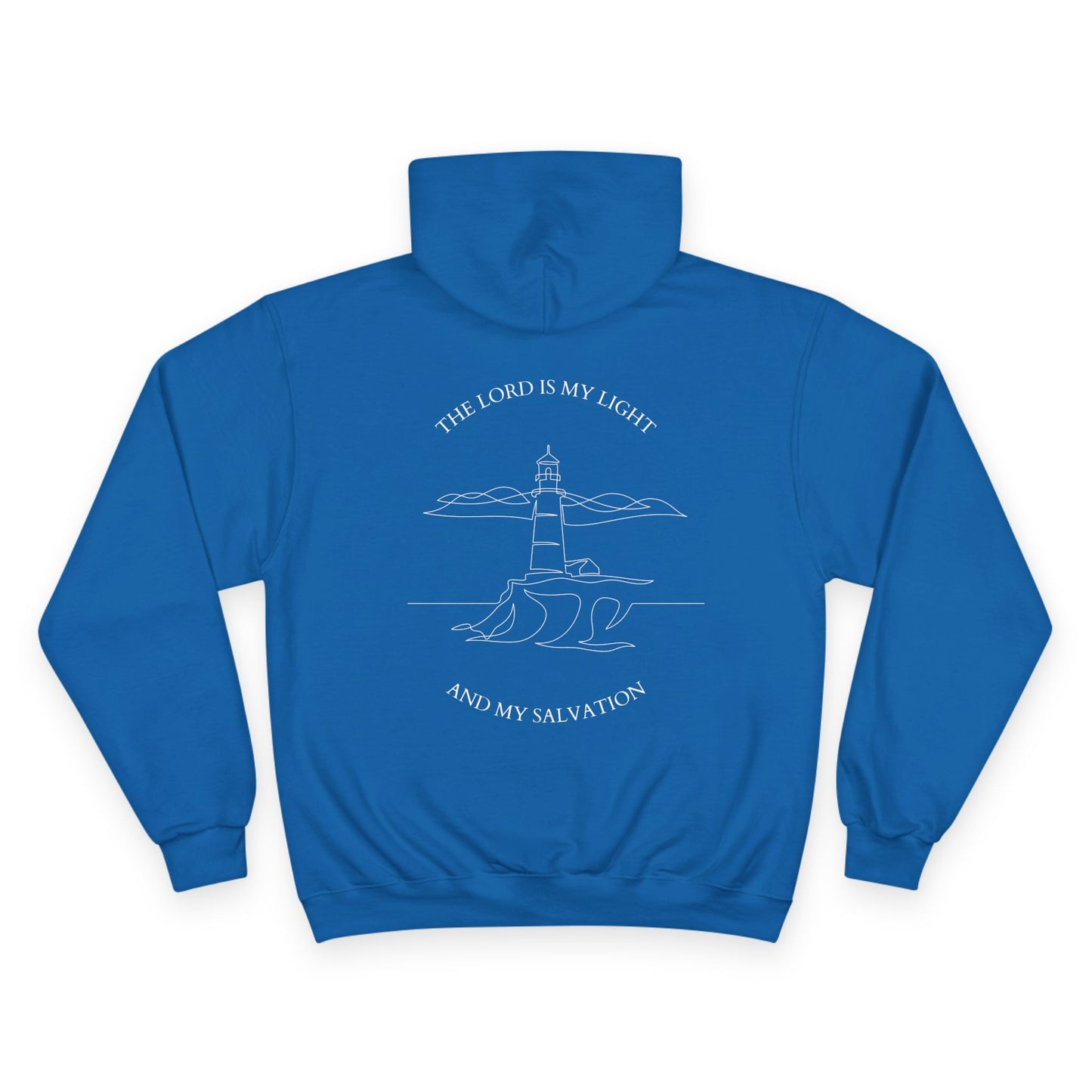 Champion Lighthouse Hoodie, Faith Sweatshirt, Cozy Gift for Spiritual Friends, Religious Apparel, Inspirational Quote Wear