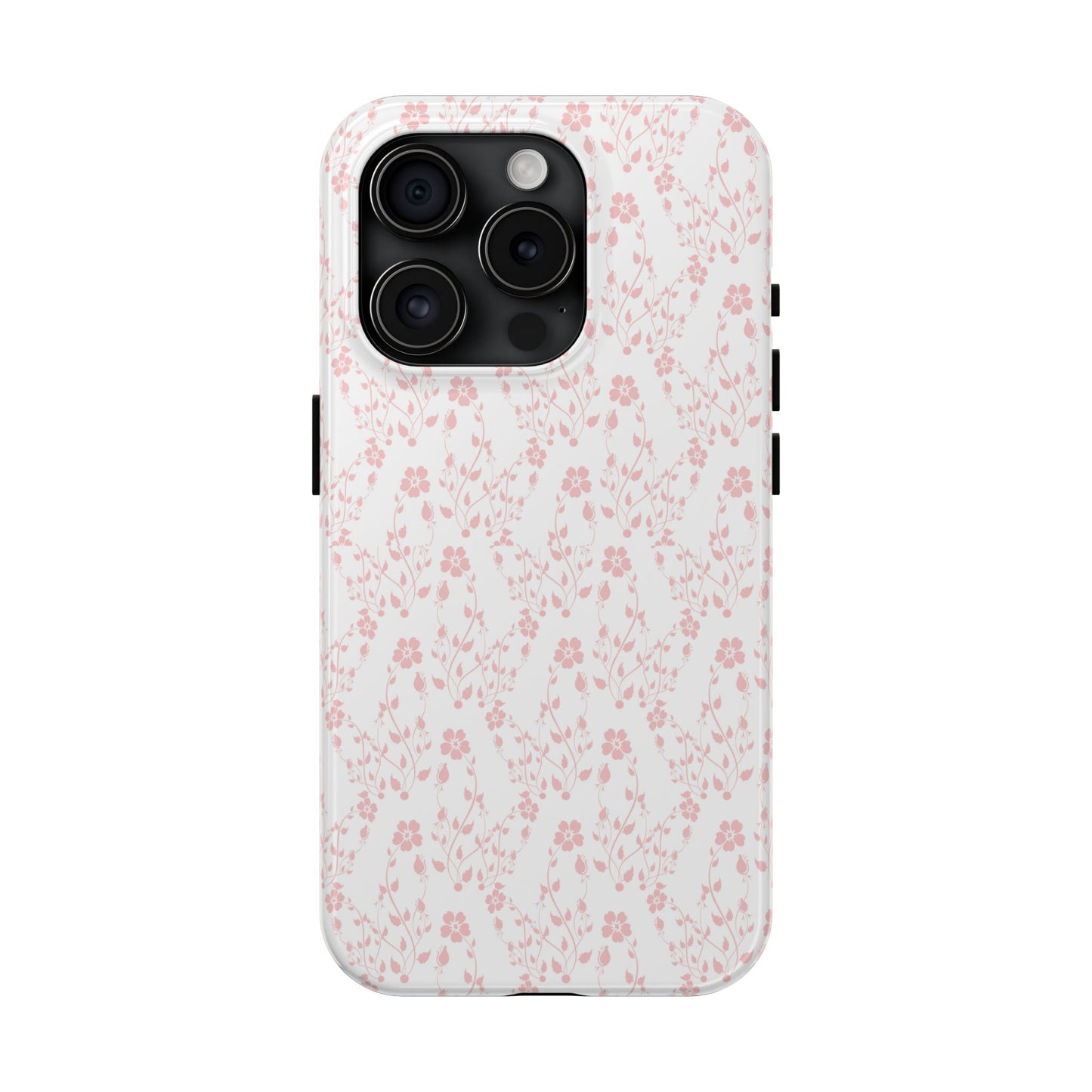 Pink Flower Cute Aesthetic Tough Phone Case, Floral Protective Cover, Girly Unique Smartphone Shell, Pretty Botanical Phone Accessory, Gifts