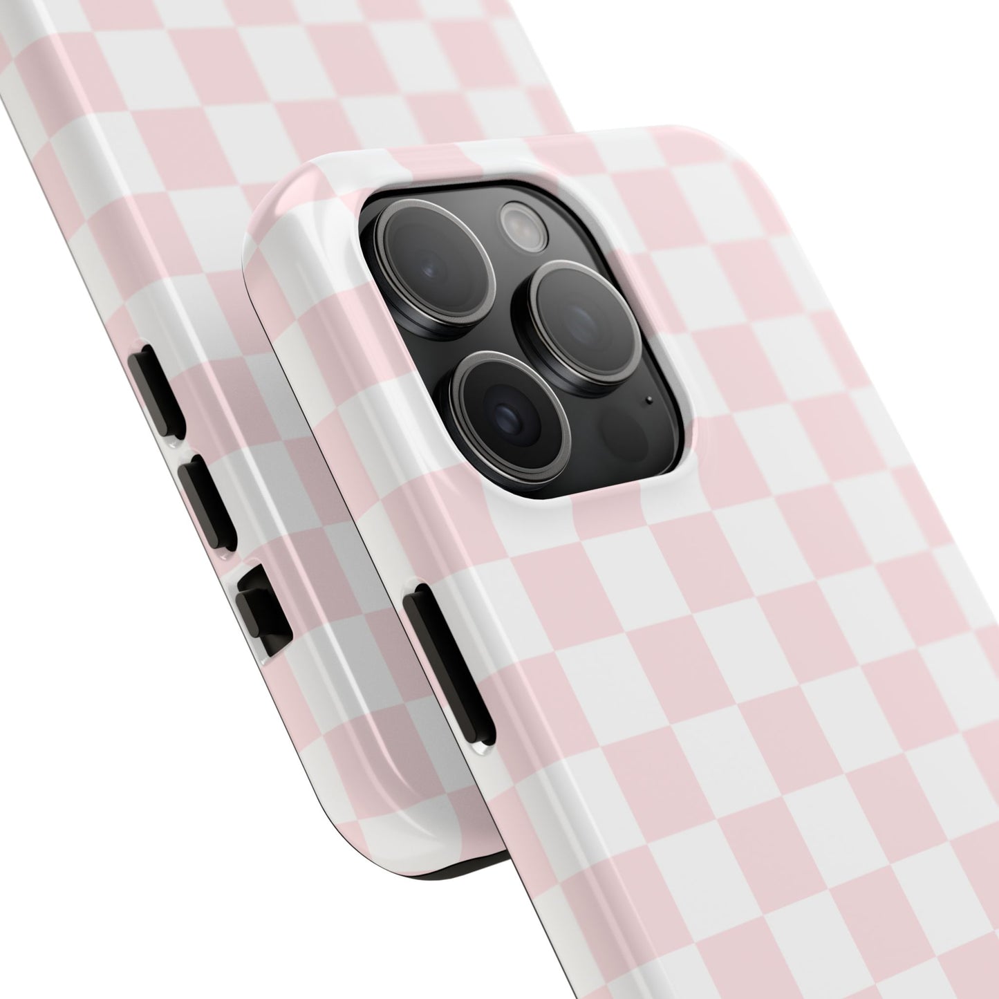 Pink Checker Tough Phone Case — Durable Protective Phone Cover with Pastel Checkered Design