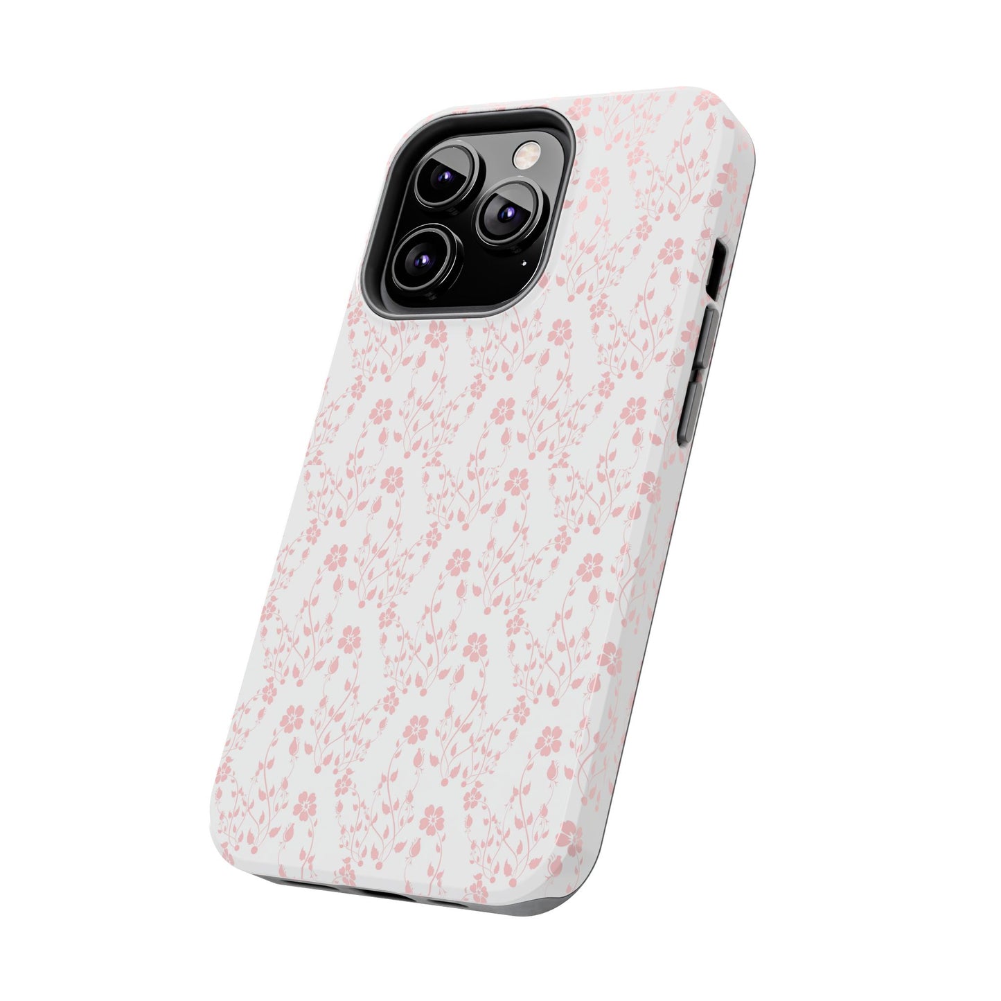 Pink Flower Cute Aesthetic Tough Phone Case, Floral Protective Cover, Girly Unique Smartphone Shell, Pretty Botanical Phone Accessory, Gifts