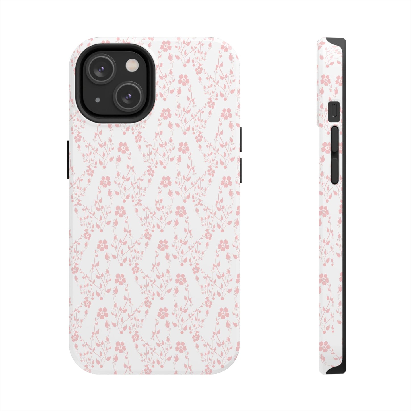 Pink Flower Cute Aesthetic Tough Phone Case, Floral Protective Cover, Girly Unique Smartphone Shell, Pretty Botanical Phone Accessory, Gifts