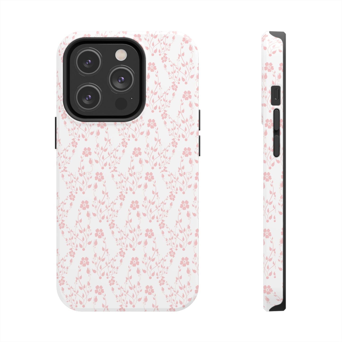 Pink Flower Cute Aesthetic Tough Phone Case, Floral Protective Cover, Girly Unique Smartphone Shell, Pretty Botanical Phone Accessory, Gifts