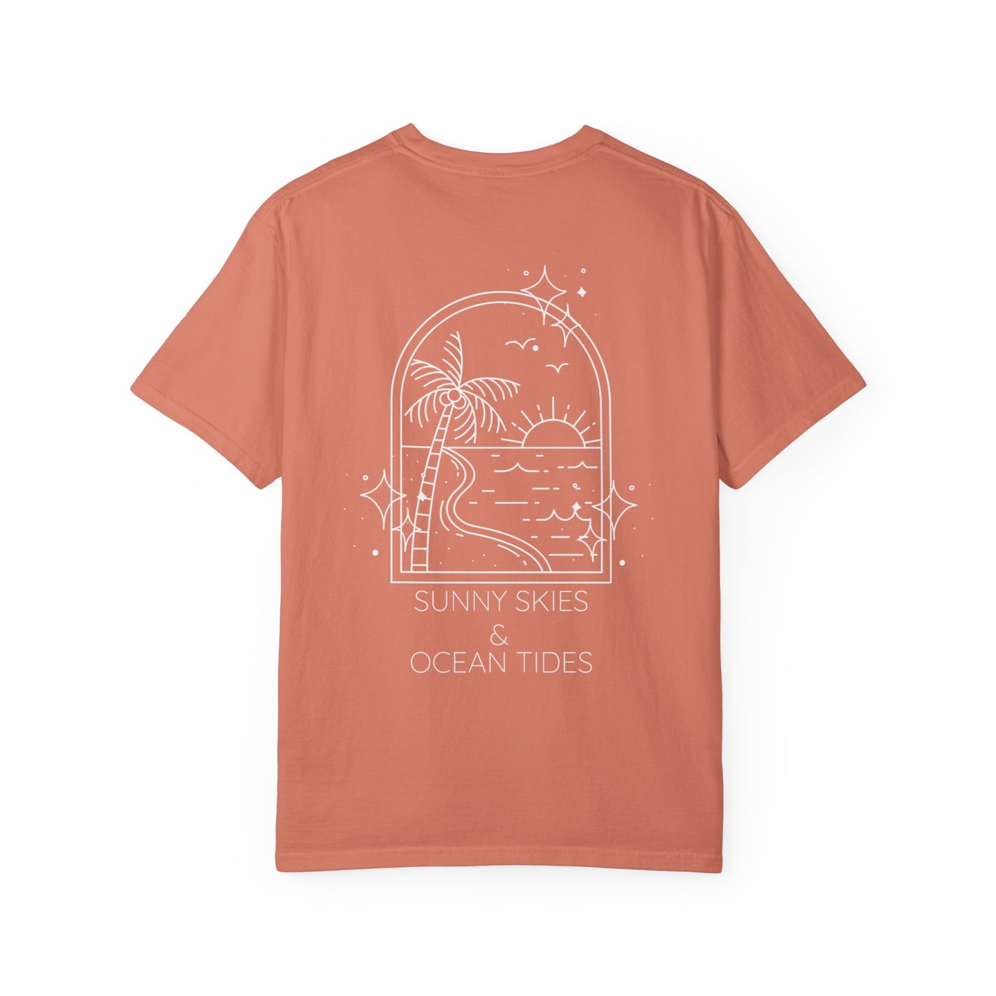 Sunny Skies & Ocean Tides Tee — Beach Vibes Garment-Dyed T-Shirt