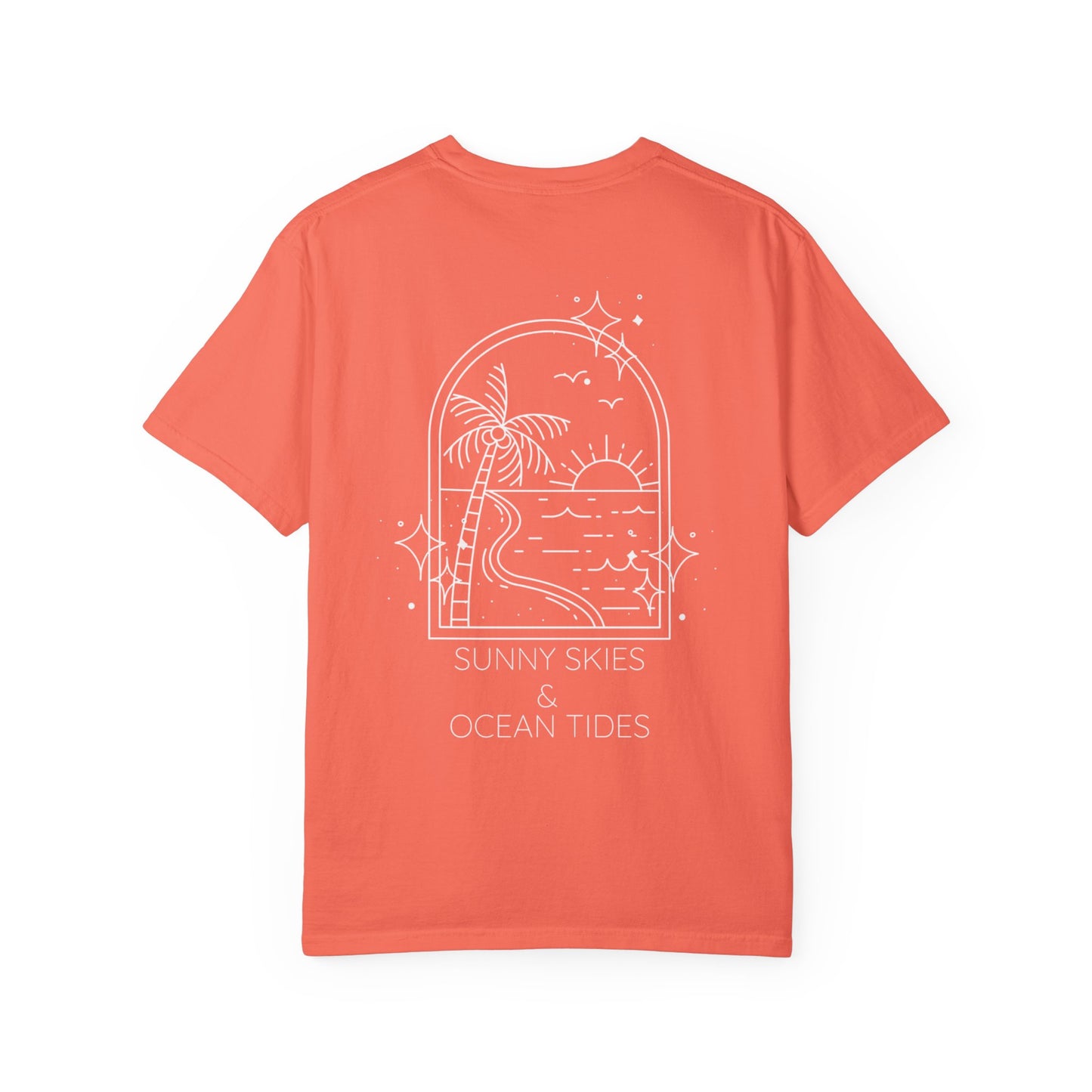 Sunny Skies & Ocean Tides Tee — Beach Vibes Garment-Dyed T-Shirt