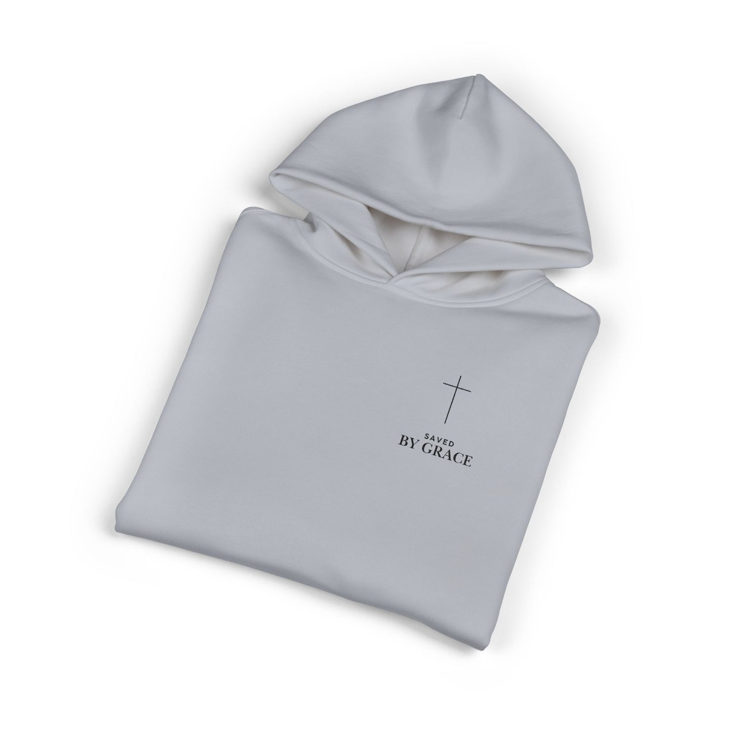 Saved by Grace Embroidered Cross Hoodie — Heavyweight Christian Comfort