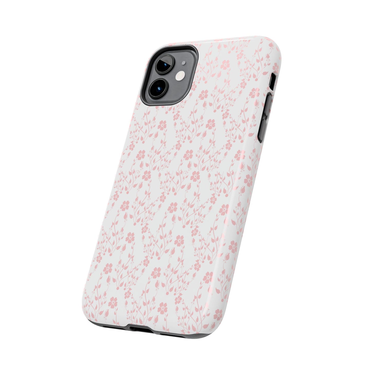 Pink Flower Cute Aesthetic Tough Phone Case, Floral Protective Cover, Girly Unique Smartphone Shell, Pretty Botanical Phone Accessory, Gifts