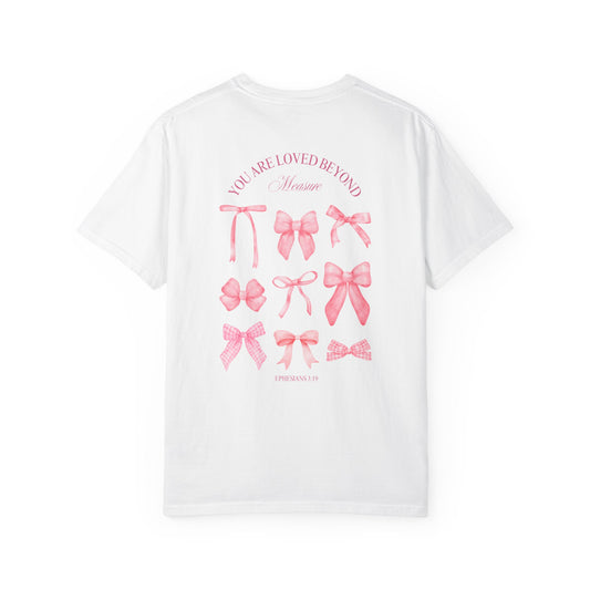 Love Beyond Measure Tee, Aesthetic Tee, Ribbon Graphic Tee, Gift for Her, Thoughtful Apparel, Coquette, Bows