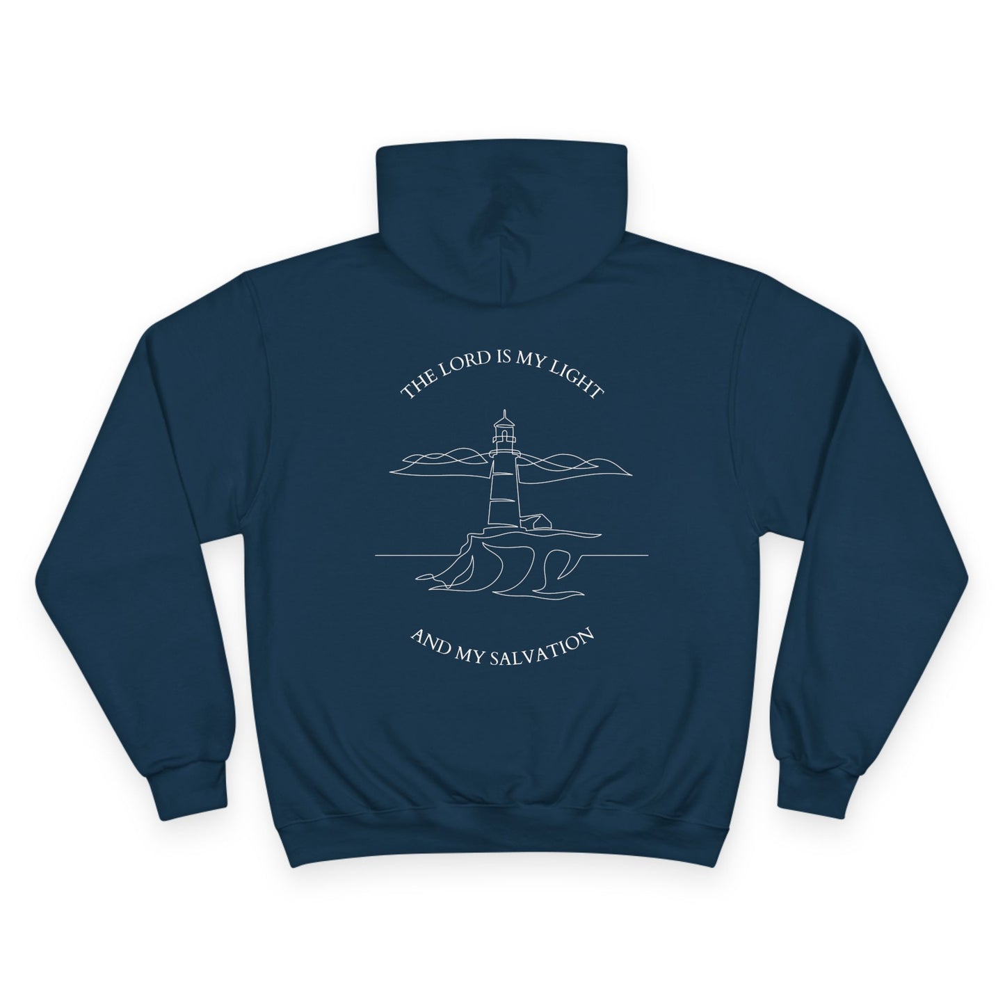 Champion Lighthouse Hoodie, Faith Sweatshirt, Cozy Gift for Spiritual Friends, Religious Apparel, Inspirational Quote Wear