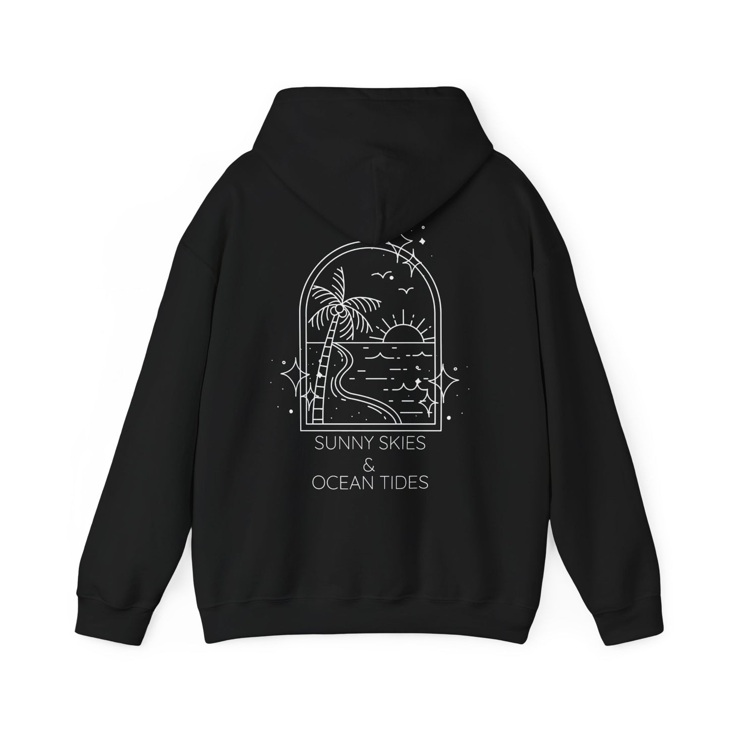 Sunny Skies and Ocean Tides Hoodie, Unisex Sweater, Summer Apparel, Ocean Lover Gift, Relaxing Outfit, Casual Fashion