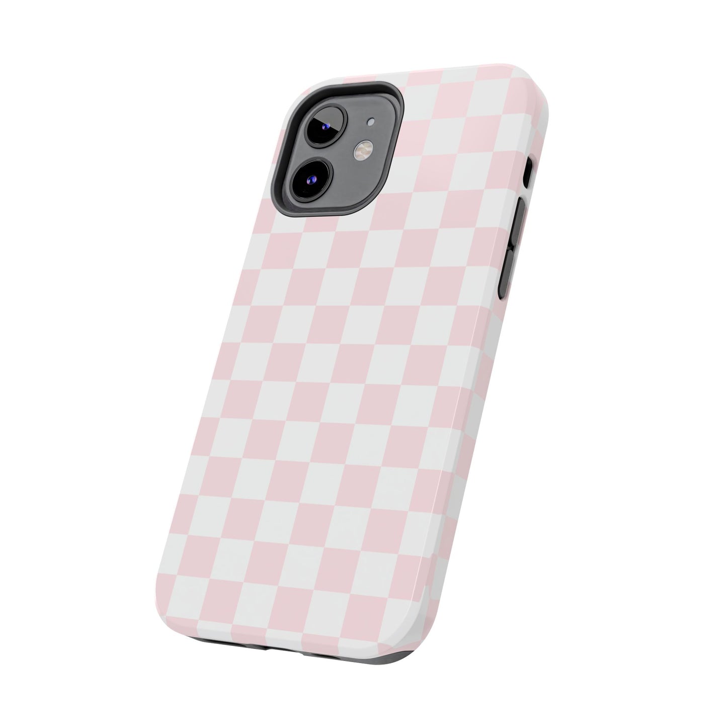 Pink Checker Tough Phone Case — Durable Protective Phone Cover with Pastel Checkered Design