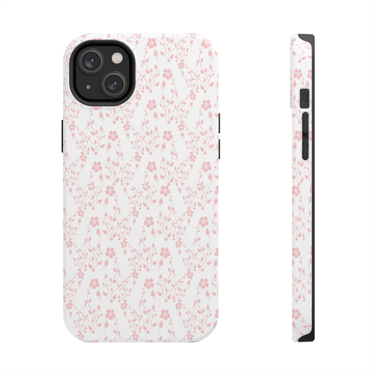 Pink Flower Cute Aesthetic Tough Phone Case, Floral Protective Cover, Girly Unique Smartphone Shell, Pretty Botanical Phone Accessory, Gifts