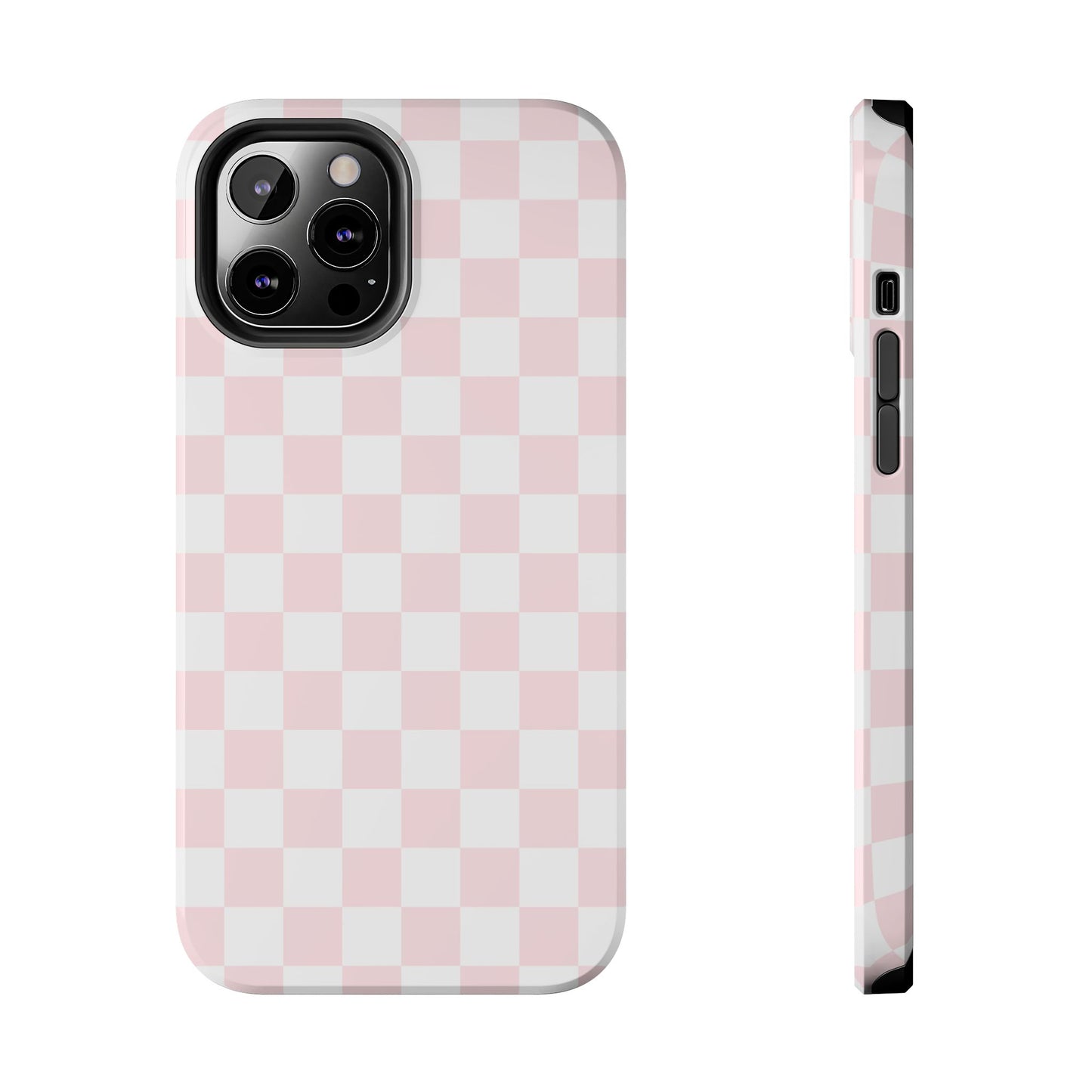 Pink Checker Tough Phone Case — Durable Protective Phone Cover with Pastel Checkered Design