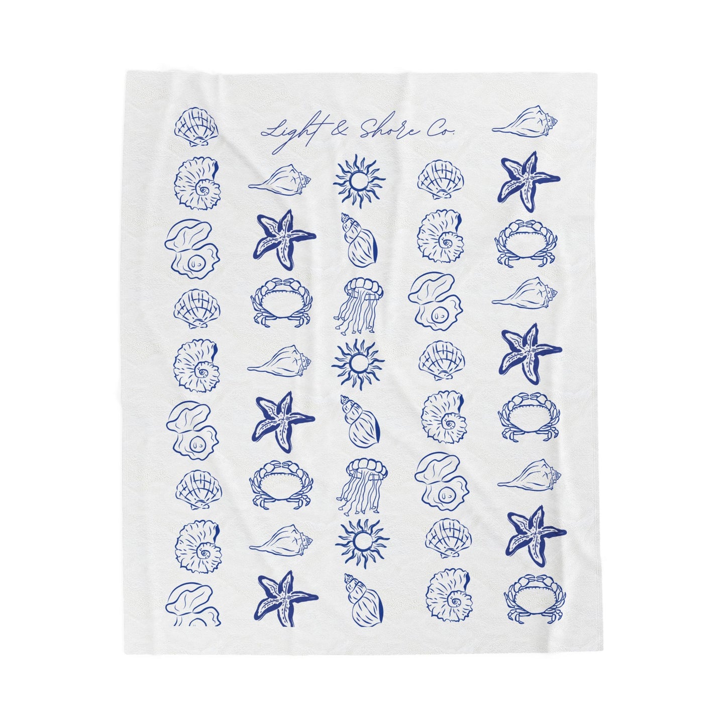 Coastal Shells Velveteen Plush Blanket - Nautical Decor, Beach House Gift, Cozy Throw, Ocean Inspired, Soft Blanket