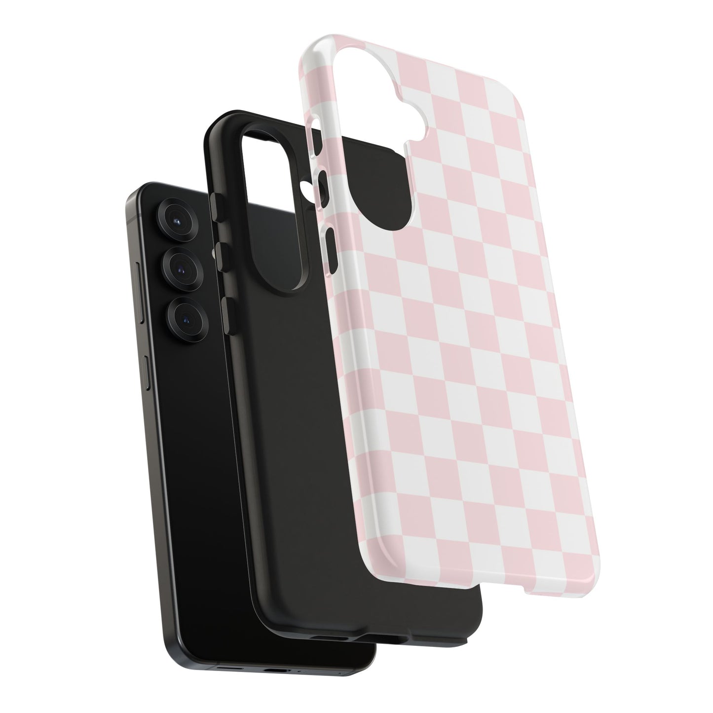 Pink Checker Tough Phone Case — Durable Protective Phone Cover with Pastel Checkered Design