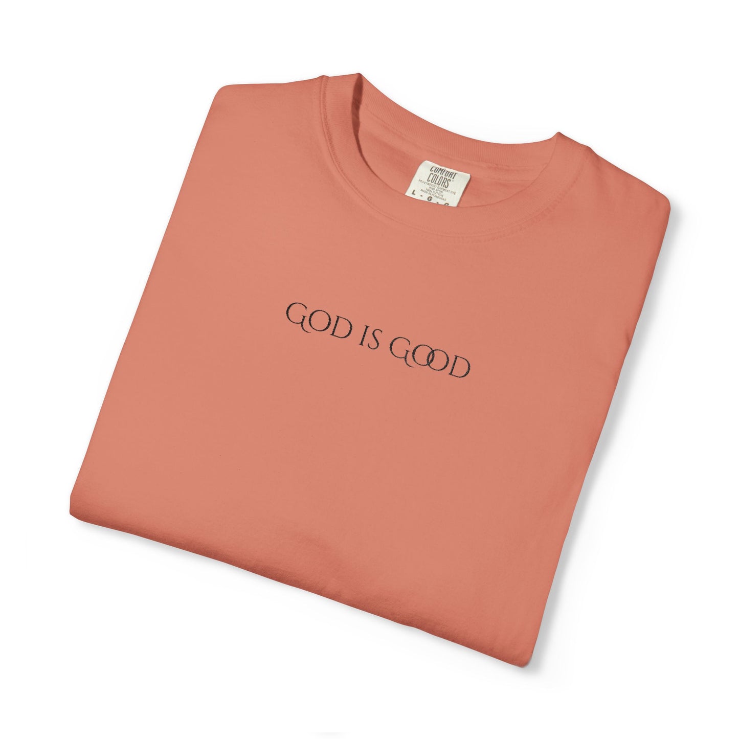 Embroidered God is Good Unisex Tee, Vintage Washed Shirt, Religious Graphic Tshirt, Faith Apparel, Inspirational Clothing