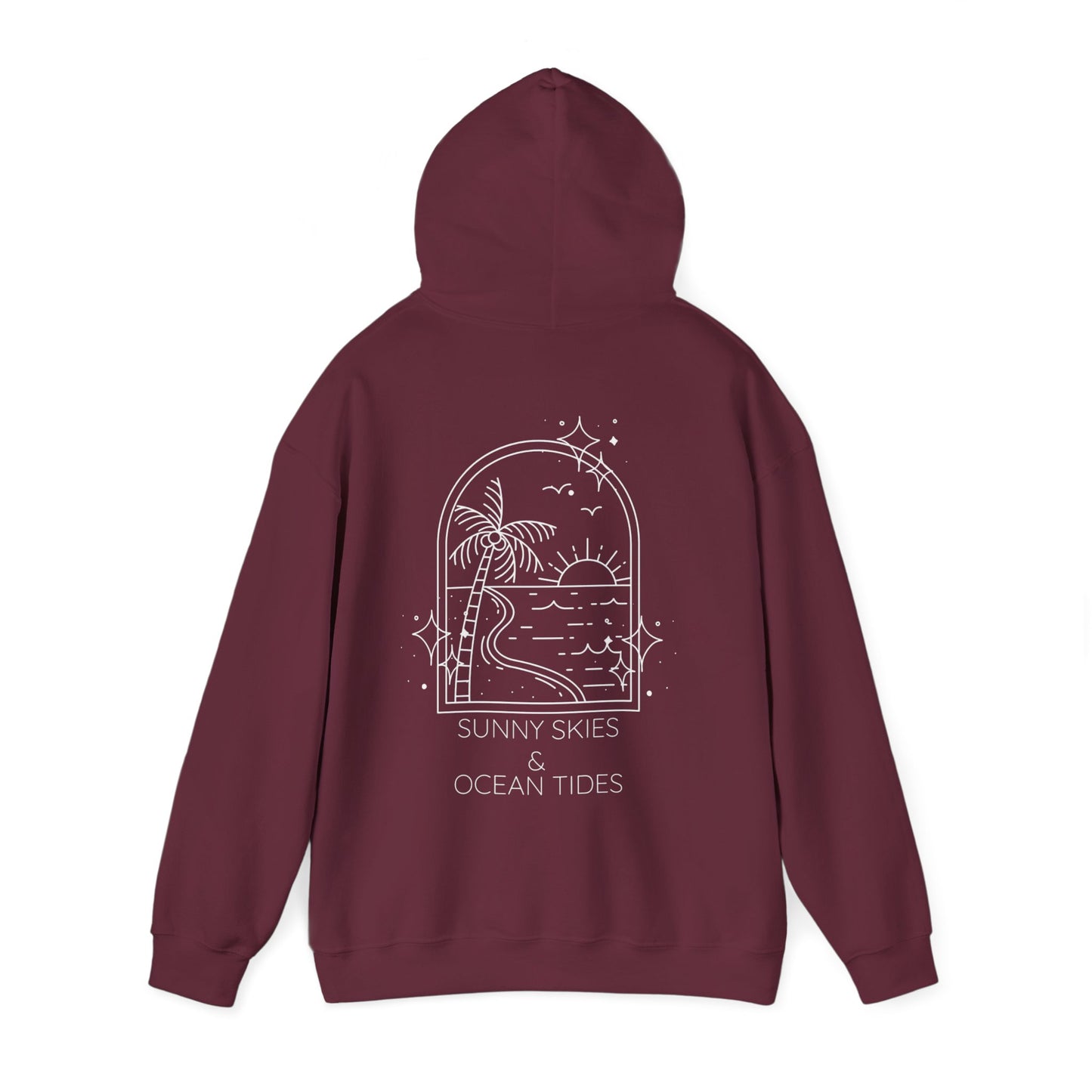 Sunny Skies and Ocean Tides Hoodie, Unisex Sweater, Summer Apparel, Ocean Lover Gift, Relaxing Outfit, Casual Fashion
