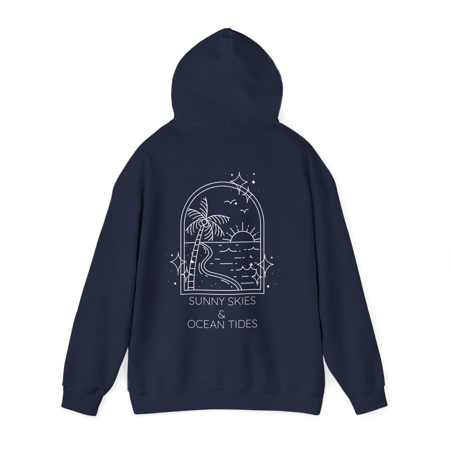 Sunny Skies and Ocean Tides Hoodie, Unisex Sweater, Summer Apparel, Ocean Lover Gift, Relaxing Outfit, Casual Fashion