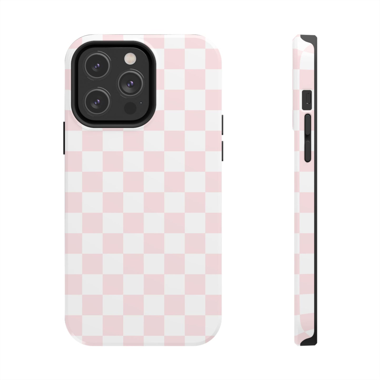 Pink Checker Tough Phone Case — Durable Protective Phone Cover with Pastel Checkered Design